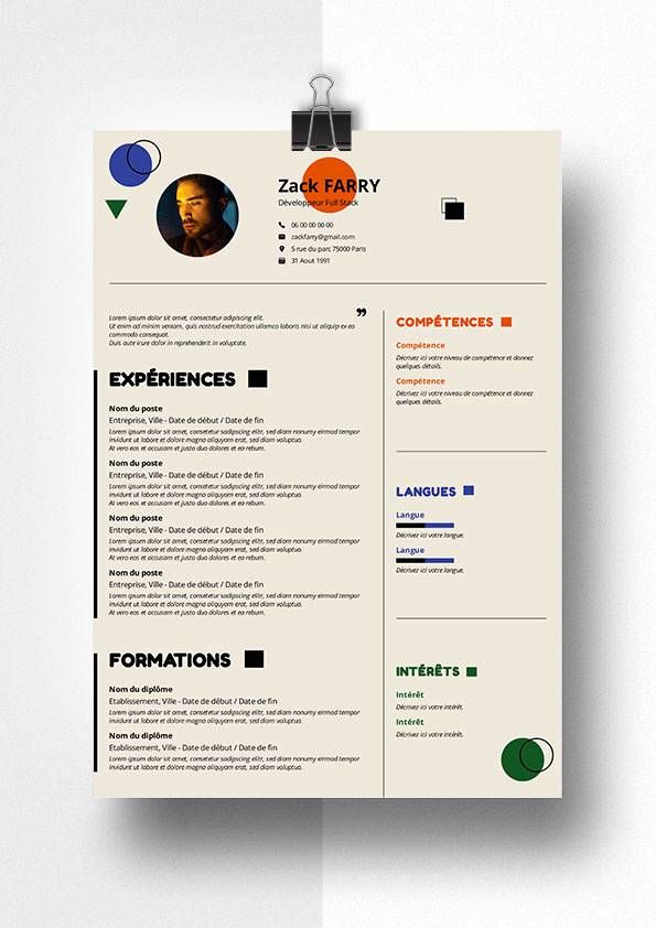 zack modele cv